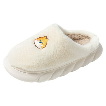 

Youmylove Women Slippers Indoor Home Cute Cartoon Embroidery Lightweight Winter Warm Cotton Slippers Leisure Ladies Cozy Daily Walking