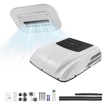 KFFKFF 12V 10000 BTU Rooftop Air Conditioner for Trucks, RVs, and Trailers, 350 m³/h Airflow with Copper Evaporator, Quiet and Efficient Cooling for Semi-Trucks, Motorhomes, Tractors, and Caravans