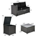 thumbnail image 3 of Gymax Ensemble de 4 Meubles de Patio en Rotin Ensemble Causeuse Rembourrée Table de Rangement Extérieur Noir, 3 of 6