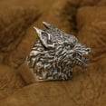 thumbnail image 4 of 925 Sterling Silver Details Wolf Man Ring Biker Punk Jewelry TA323 Small Model US Size 8.5, 4 of 17