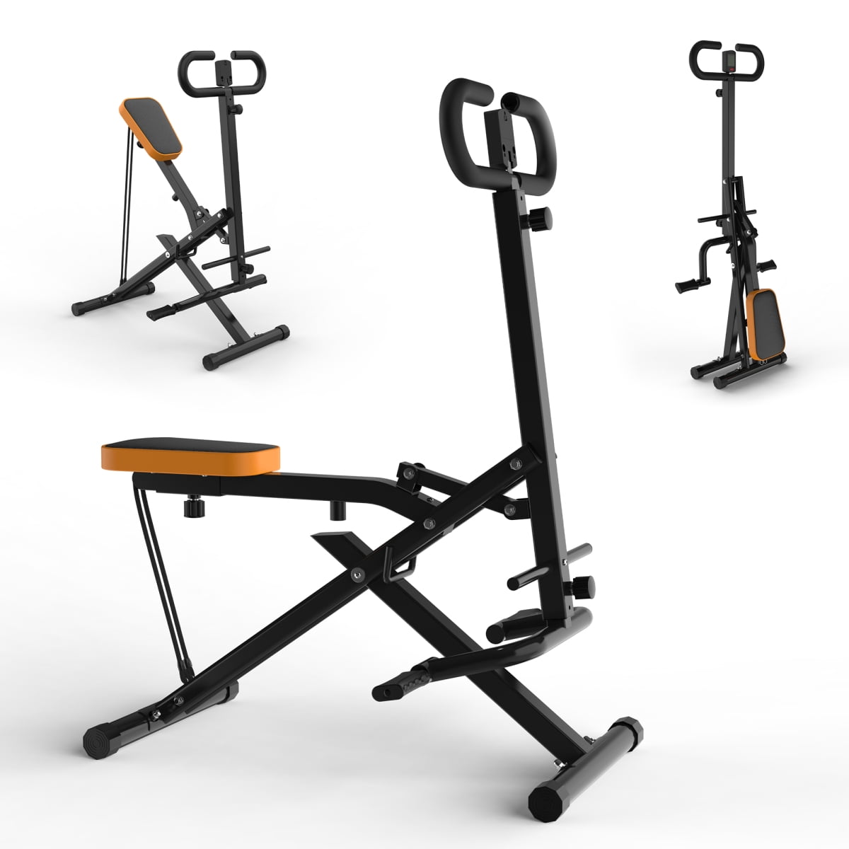 FENGFAN Squat Machine, Foldable Glutes Trainer with Resistance Bands, ABS+Rubber+Steel, Home Gym Workout, Black