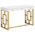 thumbnail image 1 of Best Master Brooks 3-Drawer Wood and Stainless Steel Frame Writing Desk - Gold, 1 of 8