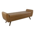thumbnail image 1 of HomePop Banc de Rangement Moderne en Similicuir Végane avec Pattes en Bois, Brun, 1 of 13
