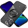thumbnail image 4 of iPhone 13 Pro Max case, Compatible with MagSafe Luxury Glitter Bling Plating Love with Cute Heart Phone Case Full Camera Lens Protection Magnetic Case for Women Girls Back Cover(Black), 4 of 12