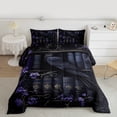 thumbnail image 2 of Feelyou Black Magic Crow Full Size Comforter Sets for Kid, Dreamy Purple Flower Bedding Comforter Set, Western Tribal Damask Reversible Bedding Sets, Breathable Home Decor, 3-Piece, 2 of 8