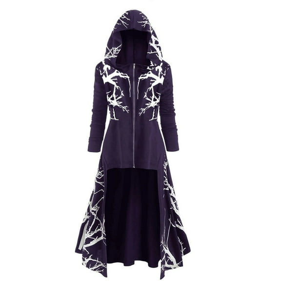 YUEJUIR Womens Cape Hooded Cardigans Cloak Long Solid Open Front Poncho Outwear(Purple,XL)