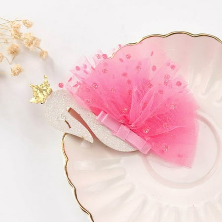 Flamingo Clip AkoaDa Fashion Princess Tiaras Swan Headdress Children Yarn With Sequin Cygnus Girls Flamingo Kids Hair Clips Hairpins 1PC Mesh Crown ()