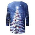 thumbnail image 3 of cocolona Christmas Shirts for Women Crew Neck 3/4 Sleeve T-shirt Plus Size Fall Tops Xmas Tree Print Blouses Graphic Tees Christmas Holiday Gifts, 3 of 5