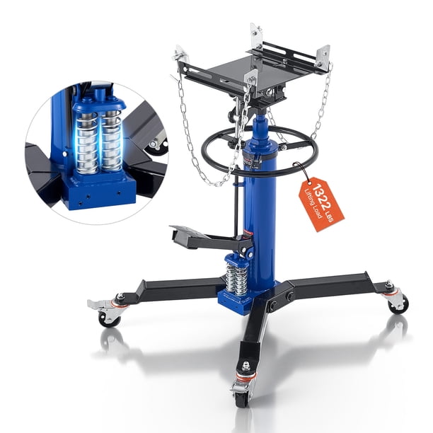 Gato de transmisión hidráulico VEVOR, capacidad de elevación de 1322 lb, gato de transmisión telescópico con pedal, transmisión telescópica doble, altura de elevación de 34,6 a 69,3 pulgadas
