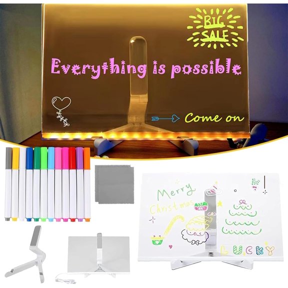 Lumiboard Led Drawing Board(12 Color Pens), 2025 New Cosmody Led Board 3 Styles, Cosmody Drawing Board - with Adjustable Stand for Office School Home (M: 8 * 8 in)