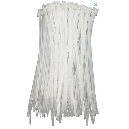 6 Inch White Zip Ties, 100 Pack, 40lb Strength, Uv Resistant Strong Nylon Cable