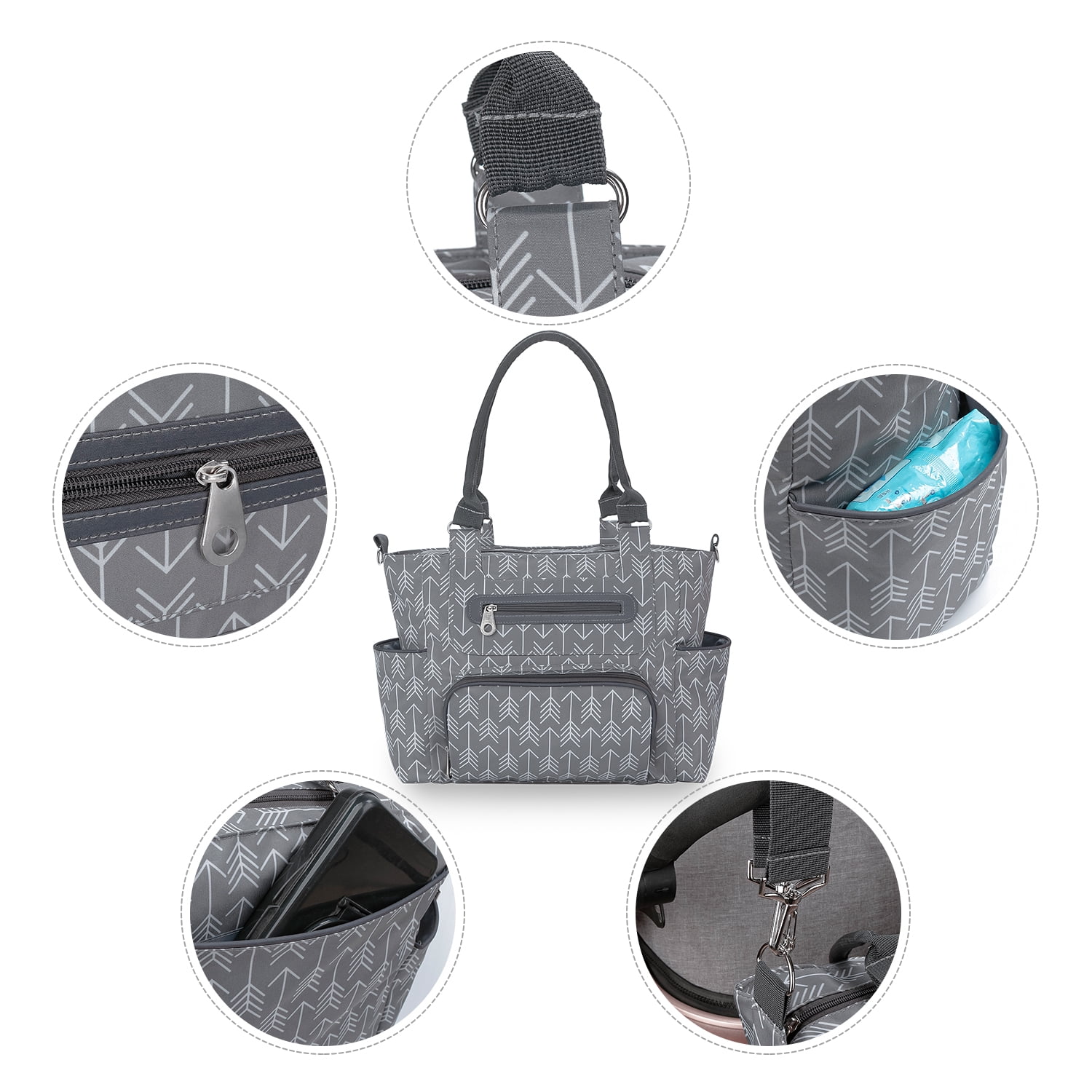 Baby Diaper Bag Backpack Set - Includes Changing Pad, Pacifier Case & Stroller Straps,Large Travel Tote for Girl or Boy, Complete Newborn Essentials Gift Set