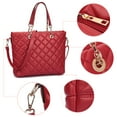 thumbnail image 2 of Faux Leather Quilted Tote Bag with Chained Handles, 2 of 3