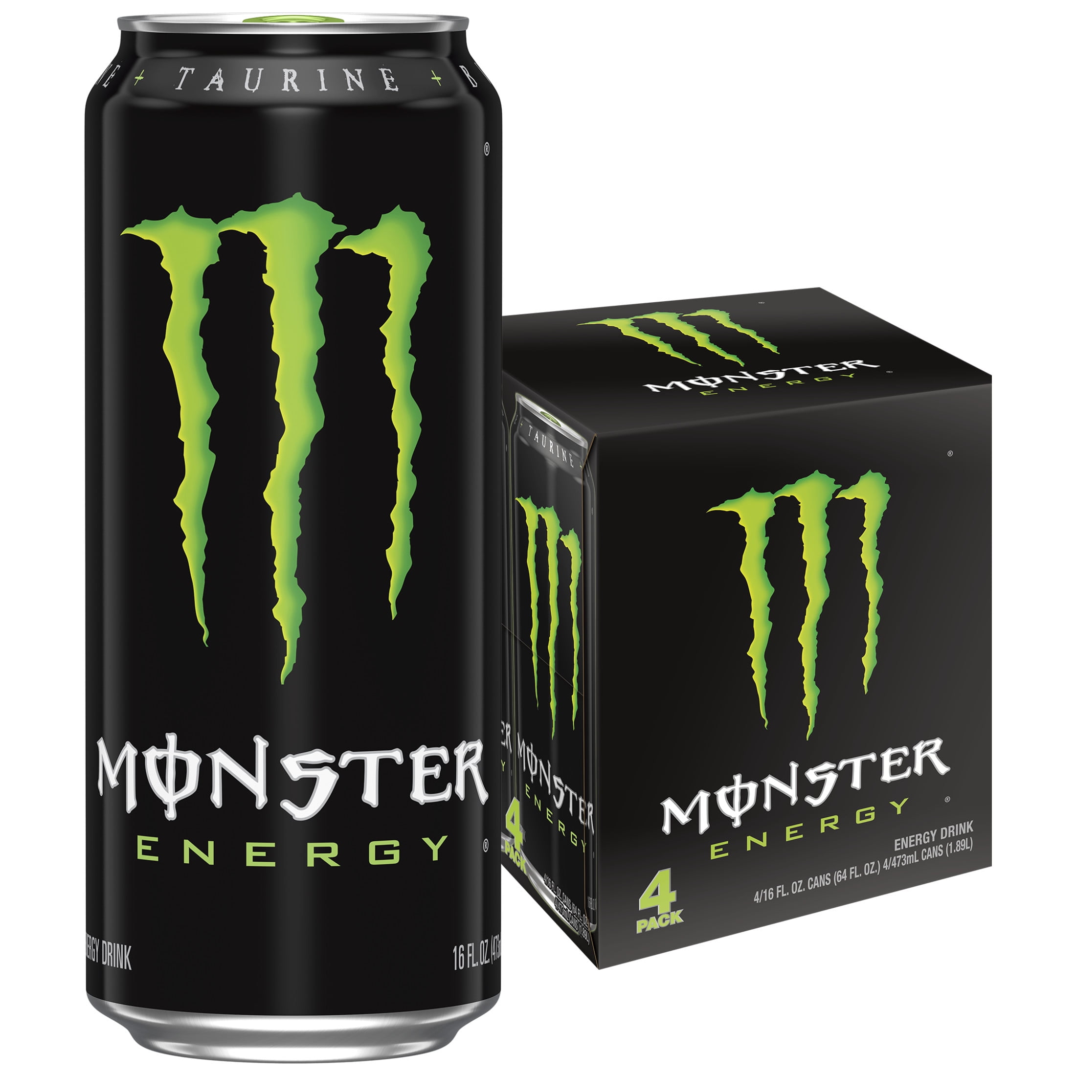 Monster Energy Green, Original, Drink, 16 fl oz, 4 Pack - Walmart.com