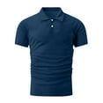 thumbnail image 3 of Mens Golf Shirts Casual Short Sleeve Button Collared T-Shirts Pullover Boys Solid Cotton-Blend Breathable Office Work Tees Tops, 3 of 5