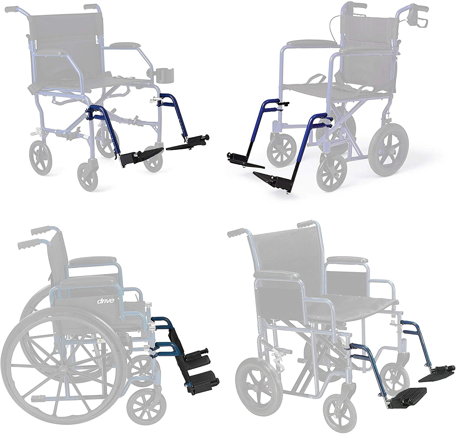 Healthline Wheelchair Foot Rest Swing Away Legrest Aluminum Footplates Universal Replacement Parts Tool-Free Installation