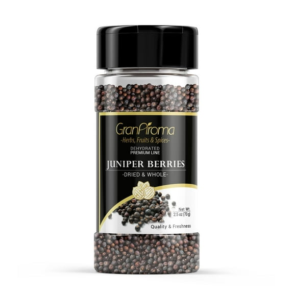 GranAroma Juniper Berries, Whole & Dried, Herbaceous Flavor, Cooking Spice 2.5 Ounce