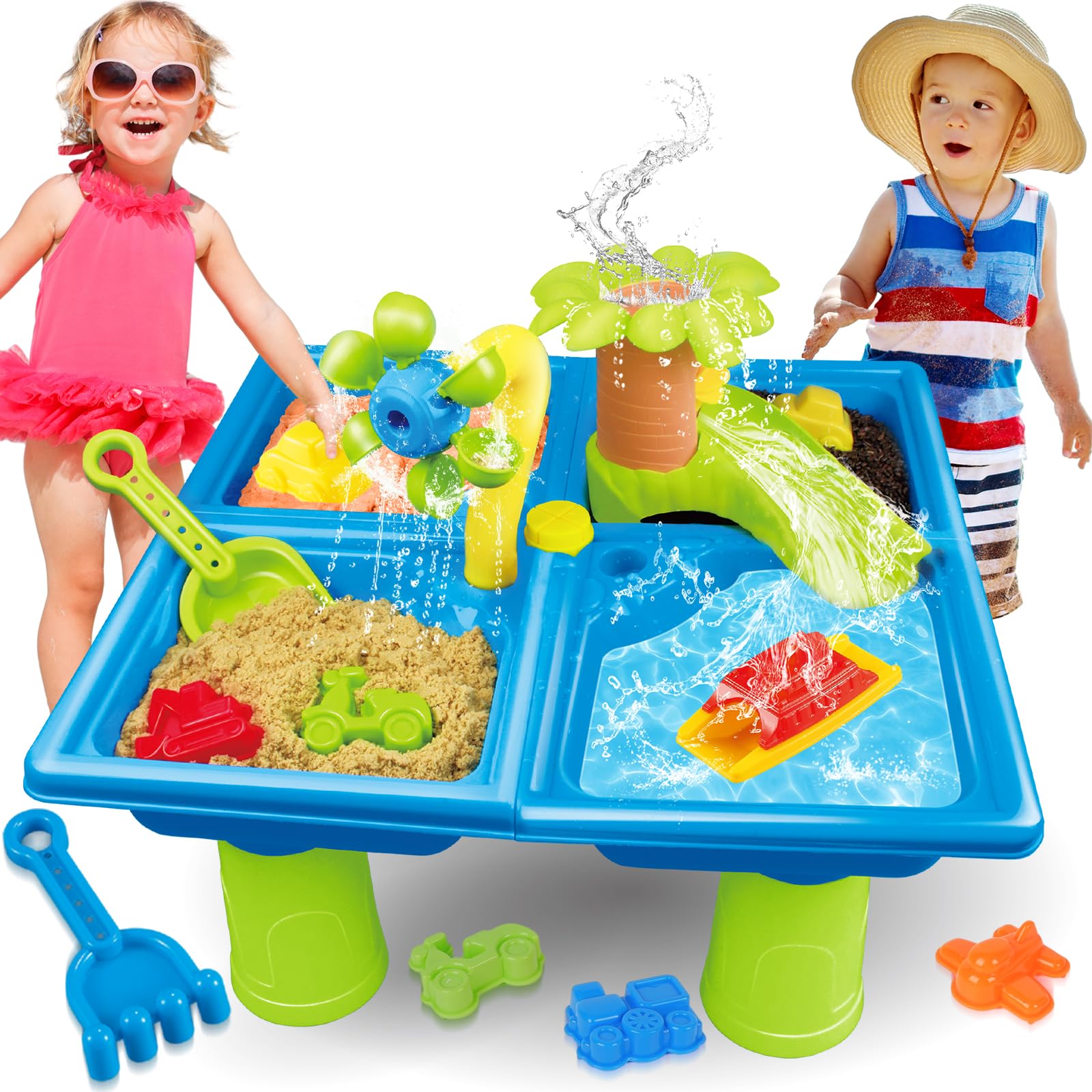 VATOS Kids Sand Water Table For Toddlers 4 In 1 Kids Portable Water