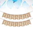 thumbnail image 1 of HONMEET 2Pcs Swallowtail Hanging Garland Linen Retirement Banner for Party Decoration Light Brown Color, 1 of 7