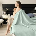 thumbnail image 5 of Miogawg Knitted Summer Cool Quilt, Cotton Quilted Throw Blanket For Bed Couch, Lightweight Flower Coverlet Set For All Season, 5 of 6