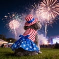 thumbnail image 6 of 4th of July Dog Dress Kit - USA Flag Cats Costumes for Independence Day, with Bow Independence Stars Skirt and Top Hat, Blue, L, 6 of 6