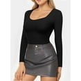 thumbnail image 3 of Women's Scoop Neck Short Sleeve Shirts Slim Fitted Casual Basic Top Blouses, 3 of 4
