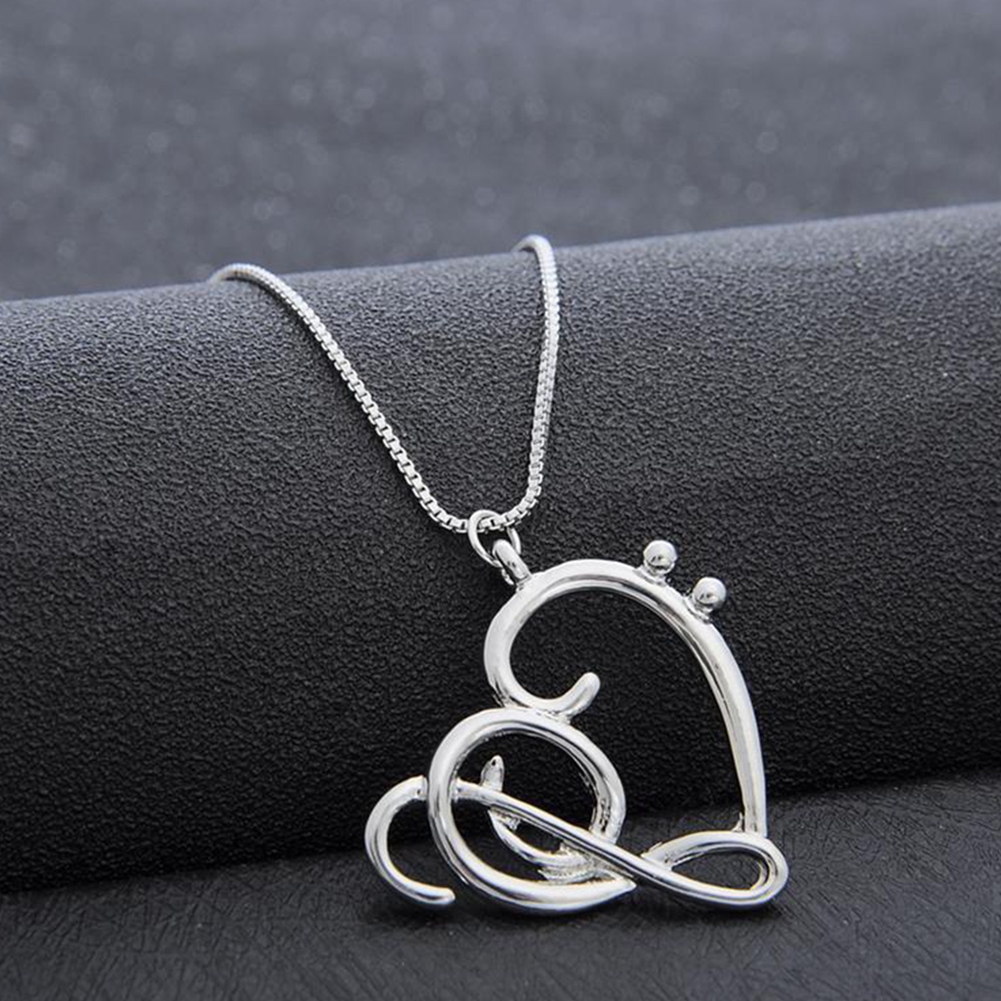 Jiaroswwei Fashion Women Simple Musical Note Heart Pendant Box Chain Necklace Jewelry Gift