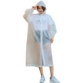 thumbnail image 2 of Yesbay Unisex Outdoor Travel Waterproof Hooded Drawstring Raincoat Jacket Rainwear,White, 2 of 7