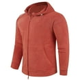 thumbnail image 3 of BiZtdJrK Men's Zip Up Hoodie Lightweight Long Sleeve Basic Slim Fit Cotton Sweatshirt Jackets with Pocket, Red, M, 3 of 8