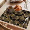 thumbnail image 3 of Yellow Black Leaves Placemats Set of 8 Vintage Abstract Art Botanical Place Mats Indoor Wipeable Table Mats Washable Cloth Dining Table Placemats for Kitchen Holiday Party Home Decor 13x19 Inch, 3 of 9