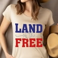 thumbnail image 4 of Land of the Free T-Shirt, Patriotic Red White Blue Graphic Tee, Ash, Size 4XL, 4 of 6