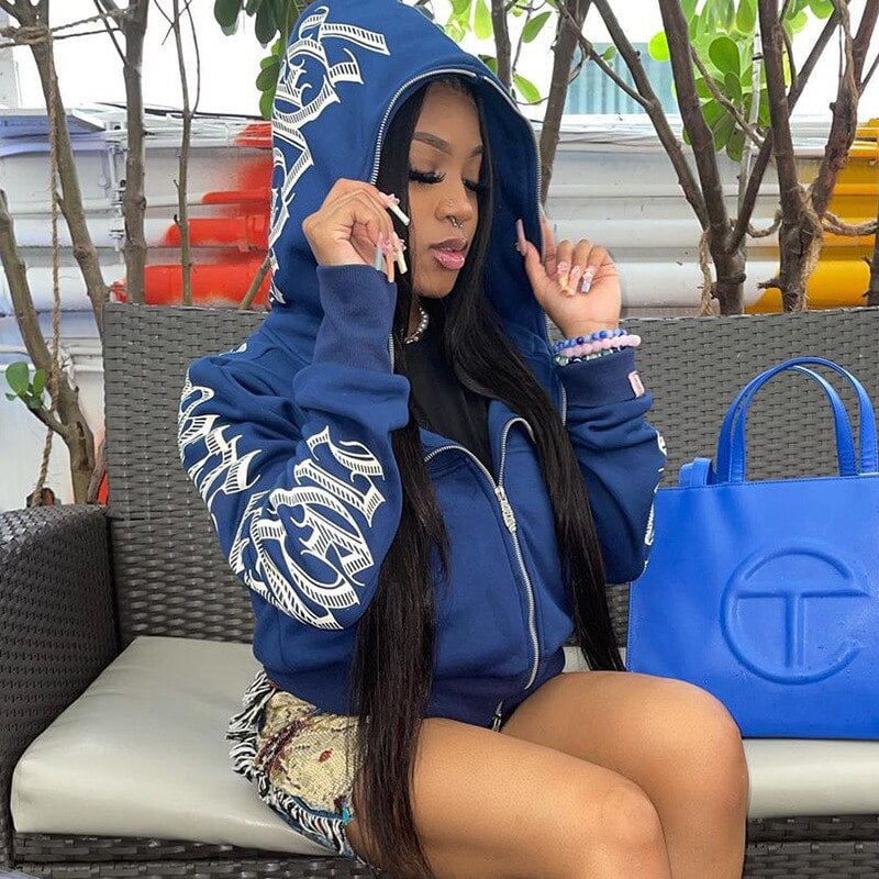 Blue hoodie streetwear deals