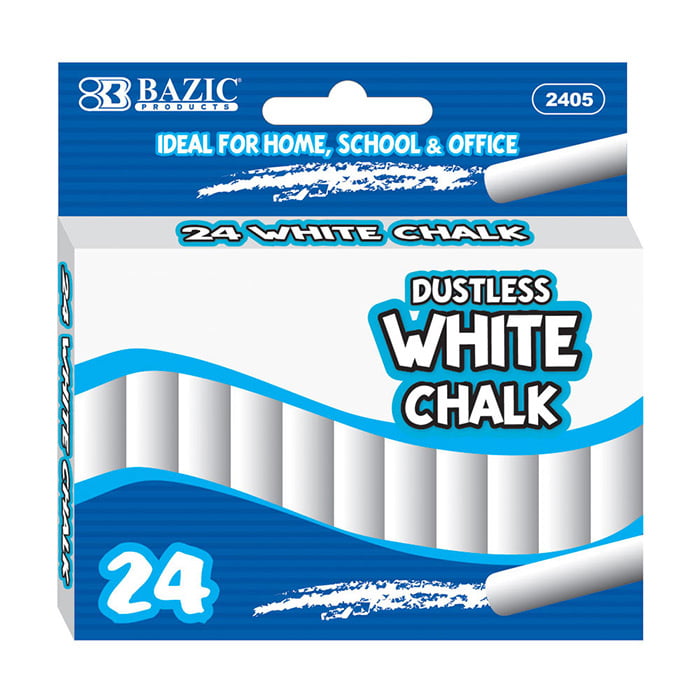 24 Per Box White BAZIC Dustless Chalk