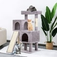thumbnail image 2 of YRLLENSDAN 36 inches Cat Tree for Indoor Cats Cat Tower with Scratching Posts Multi-Level Cat Furniture Condo with Ramp, Perch Spacious Cat Cave & Funny Toys for Kittens House, Ashy, 2 of 7