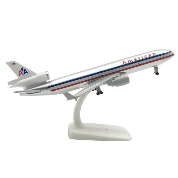 1:400 American MD-11 Diecast Airplane Model, 20CM, Alloy with Movable Wheels, Landing Gears, Display Stand for Aviation Enthusiasts