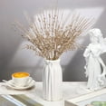 thumbnail image 4 of 16 Pcs Christmas Tree Picks and Sprays,Champagne Gold Glitter Curly Branches,13.78 Inches Long Aritificial Stems Ornaments,Bride Pearl Bouquet Decorative Sticks,Sparkling Wedding Scenery Decoration, 4 of 6