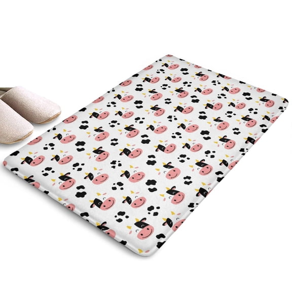 White Cow Dot Pattern Flannel Non Slip Door Rugs,Washable Door Mats Indoor,Decorative Door Mats,Dirt-Resistant and Absorbent Doormat for Entrance,Bedroom,Kitchen,Bathroom,23.5x16in(60x40cm)