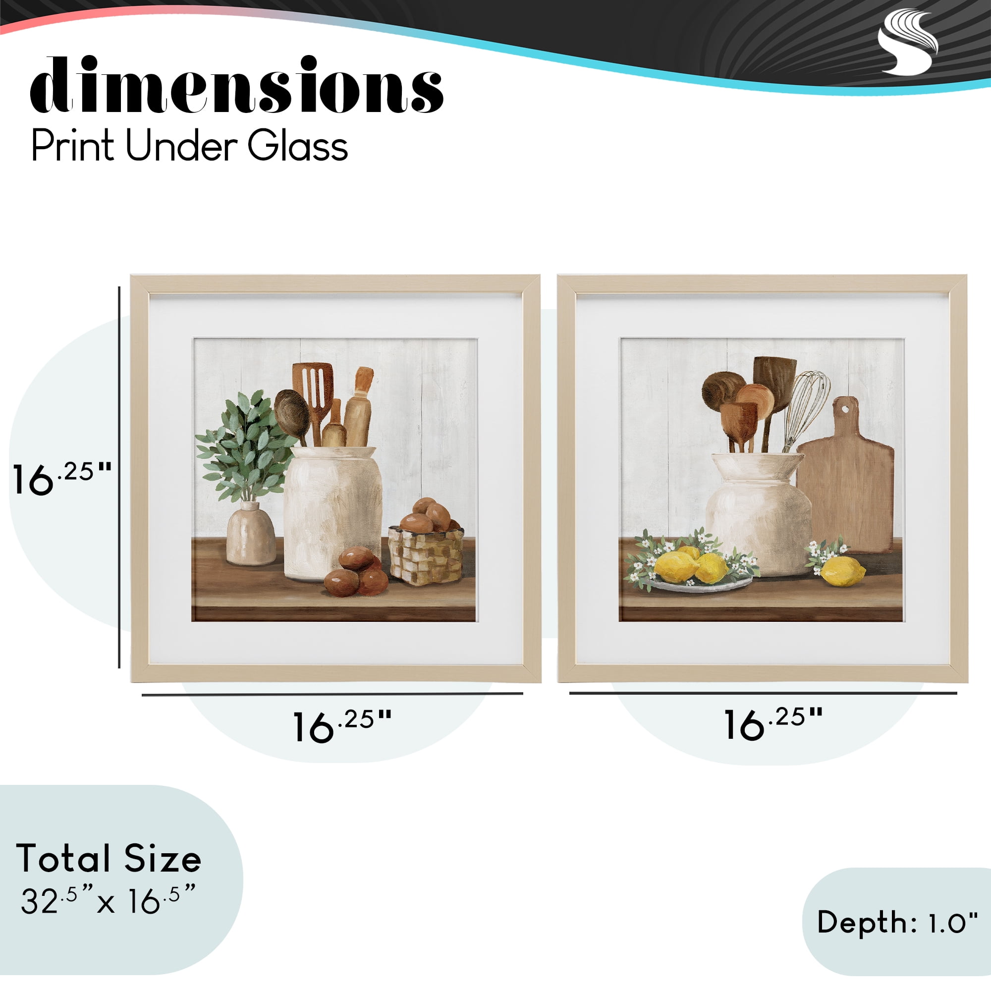 Stupell Industries Country Kitchen Setup 2 Piece Birch Framed Print Under Glass Set, design by White Ladder