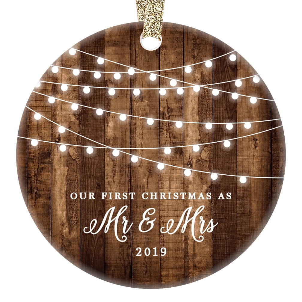 First Christmas as Mr &amp; Mrs Ornament 2019, Rustic 1st Married Christmas Ornament, First Married