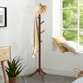 thumbnail image 4 of Costway Wooden Coat Rack Stand Entryway Hall Tree 2 Adjustable Height w/ 8 Hooks Brown, 4 of 12