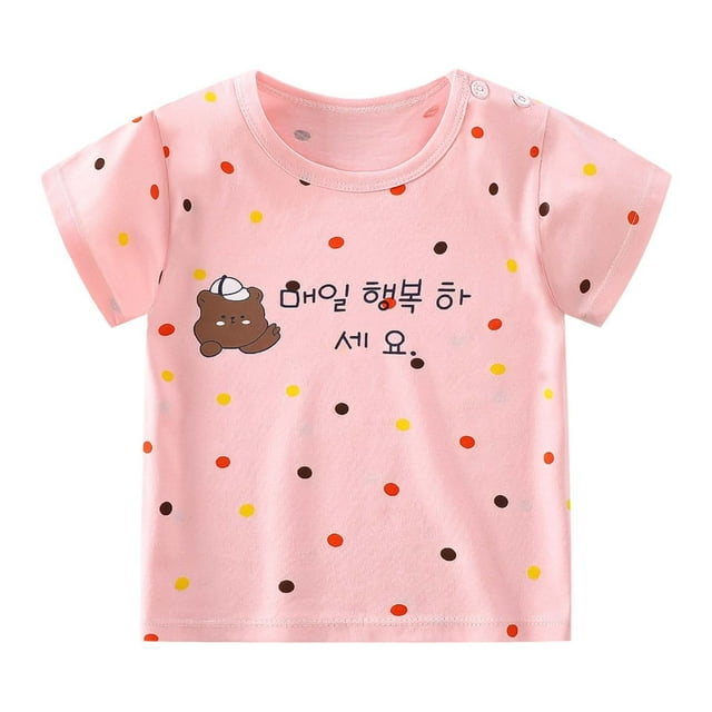 T-shirt Décontracté à Manches Courtes pour Petits Garçons, Col Rond, Imprimés de Dessins Animés, Taille 5-6T