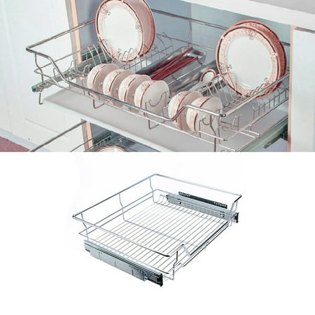Sliding Organizer Walfront Roll Out Cabinet Basket Organizer Under Sink Cabinet Sliding Basket Organizer Drawer Expandable Shelf, 54 x 49 x 15cm ()