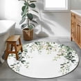 thumbnail image 4 of Round Rug 4ft Area Rug, Watercolor Spring Eucalyptus Leaves Area Rugs for Living Room Bedroom, Botanical Leaf on White Floor Mat Non-Slip Non-Shedding Carpet Indoor Accent Rugs, 4 of 9