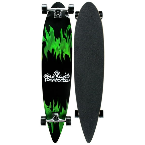Krown Pintail Longboard Green Flame 9" x 43"