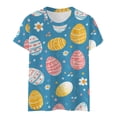 thumbnail image 4 of Outfmvch Chemises de Pâques pour Femmes, Chandails en Molleton à Col Rond pour Femmes, Chemises à Manches Courtes pour Femmes, Hauts de Sortie pour Femmes, Haut à Manches Courtes Col Rond Œuf de Pâques Lapin de Pâques, T-Shirts Graphiques pour Femmes Bleu 2TG, 4 of 4
