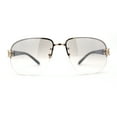 thumbnail image 2 of Womens Classic 90s Rimless Jewel Chain Arm Round Wrap Sunglasses Gold Grey Clear, 2 of 4
