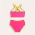 thumbnail image 7 of SGMVNU Two Piece Bikini Set for Girls, Crop Bikinis Swim Top with Bathing Bottoms, Kids Swimsuits Summer Beach Pool Swimwear, Size 3-4 Years, Hot Pink 1, 7 of 7