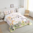thumbnail image 3 of Feelyou Cute Bunnies Teens Bedding Comforter Set, Cartoon Rabbit Butterfly Twin Comforter Sets, Watercolor Flower Floral Reversible Bedding Set, Super Cozy Room Decor, 2 Pieces, 3 of 8