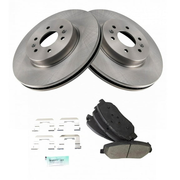 TRQ Front Brake Pad & Rotor Kit Brake Pads Brake Rotor Ceramic Fits Select 2009 Kia Borrego