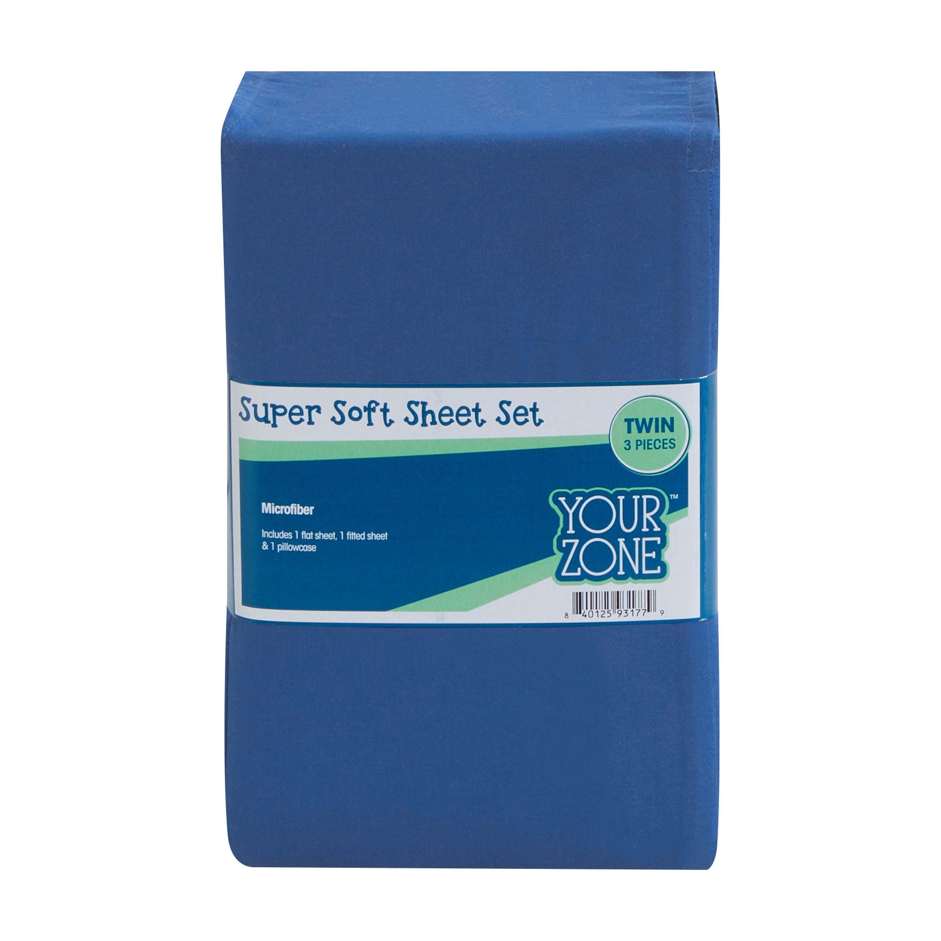 Your Zone Kids Super Soft Microfiber Sheet Set, Blue, Twin, 3 Piece